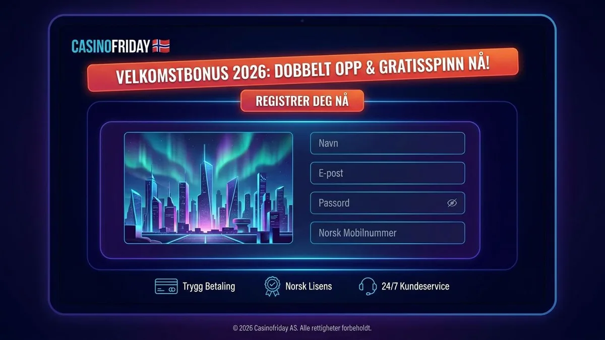 Registrering med bonus hos Casinofriday